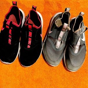 Nike running shoes size 4 nylon upper rubber bottoms, still has good tread